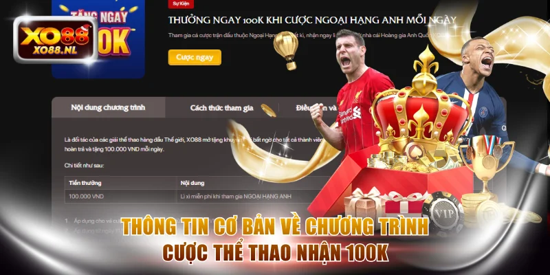 Thông tin cơ bản về chương trình cược thể thao nhận 100K